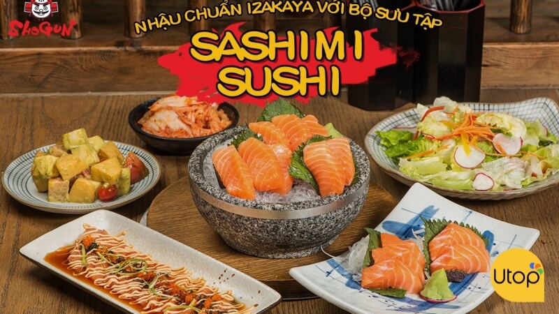 Nhiều món sashimi sushi tươi ngon