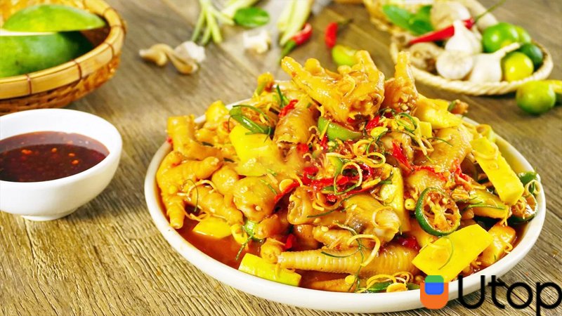 Cách chế biến chân gà sốt Thái mix cóc non, khô bò