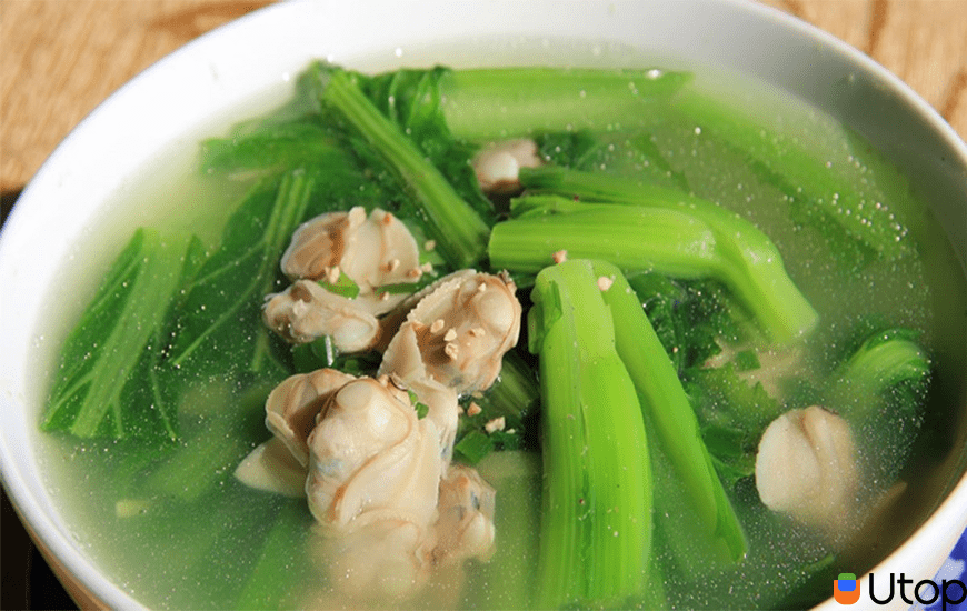 cải bẹ xanh nấu canh hến