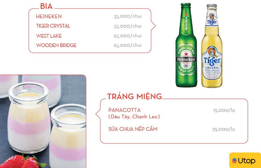 Menu với nhiều món nổi bật