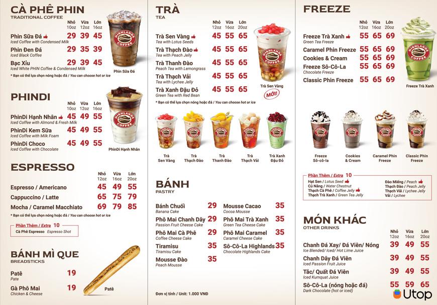 Menu Highlands Coffee có gì hấp dẫn?