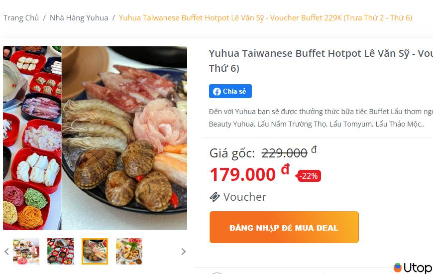 Săn voucher buffet trên app Utop