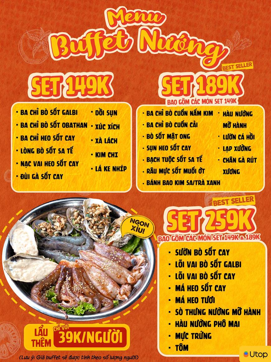 Menu lẩu nướng đa dạng hấp dẫn tại Deli Deli Buffet BBQ