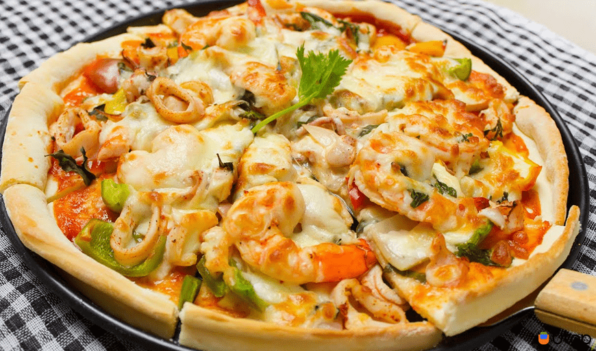 Làm pizza hải sản bằng nồi chiên không dầu siêu ngon 