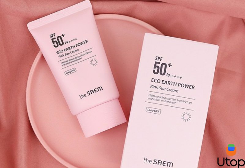 Kem chống nắng The Saem Eco Earth Power Pink Sun Cream SPF50+ PA++++ nâng tone da