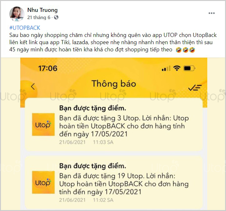 UtopBACK - Tính Năng Mua Sắm Hoàn Tiền Nổi Bật Trên App Utop