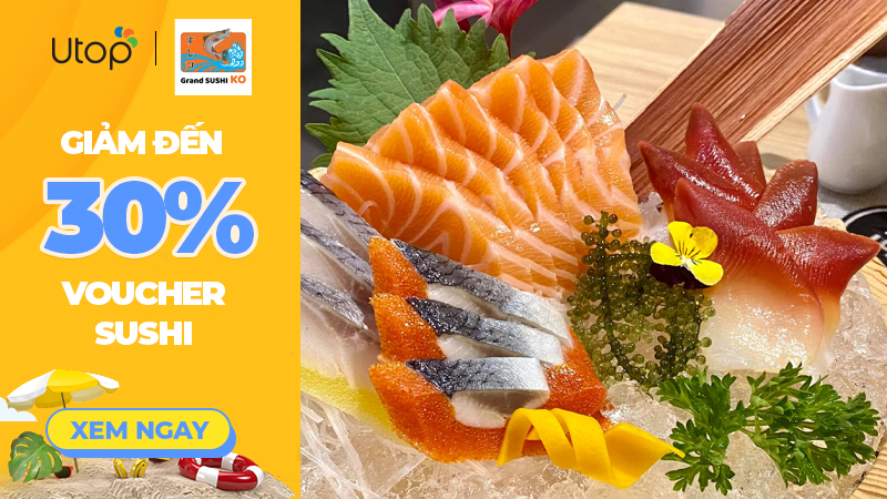 Voucher sushi tại Sushi KO được bán trên Utop với giá giảm 30%