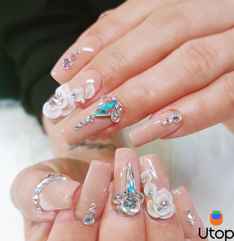 Xu hướng nail Hàn Quốc đính đá