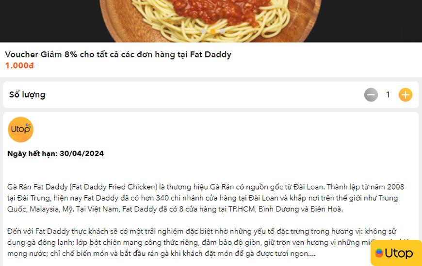 Mã voucher hấp dẫn tại Fat Daddy trên Utop