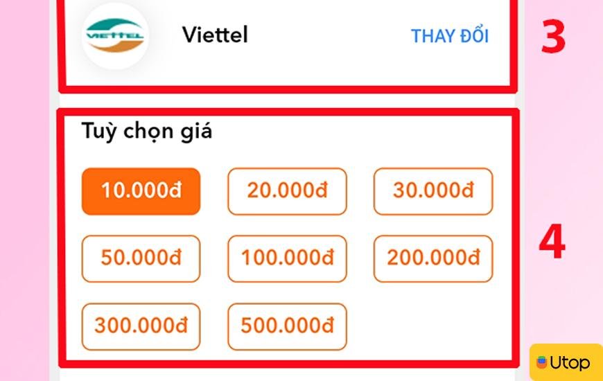 Hướng dẫn chi tiết cách nạp thẻ điện thoại trên Utop